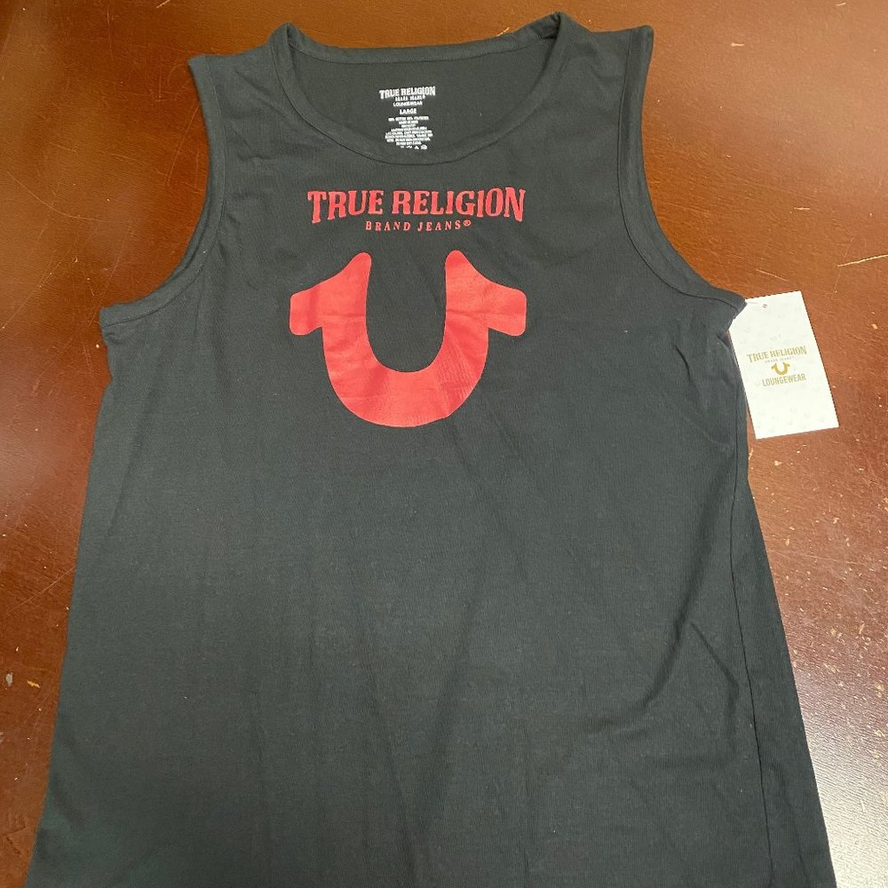 True Religion Mens Black Loungewear Sleeveless Scoop Neck Pullover Tank Top Sz L